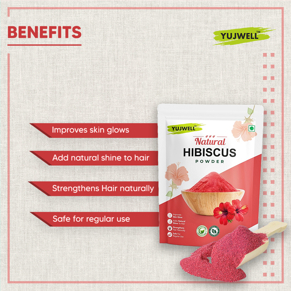 YUJWELL Natural Hibiscus Powder | 100% Pure Herbal Hair & Skin Care