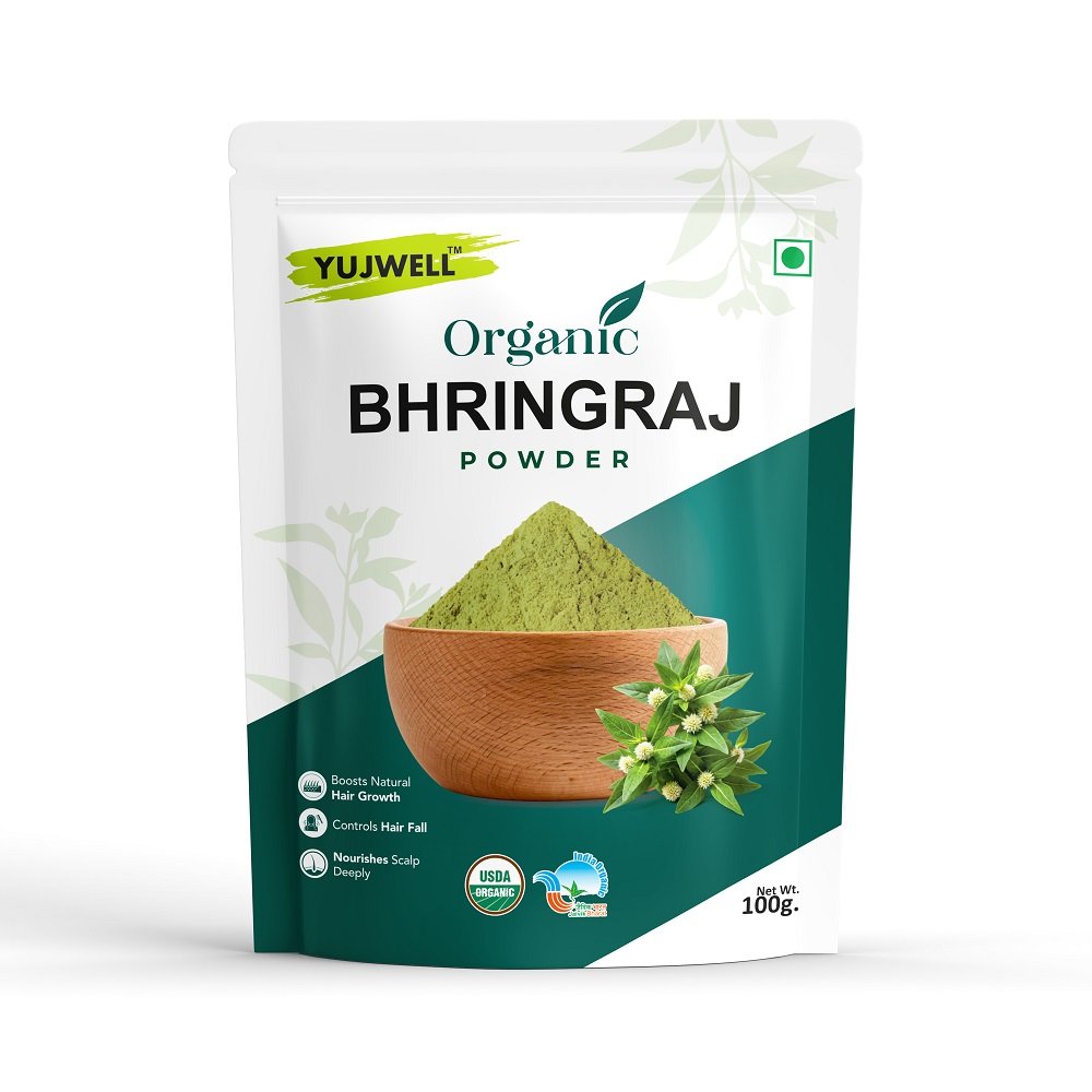 YUJWELL Organic Bhringraj Powder | USDA Organic & India Organic Certified