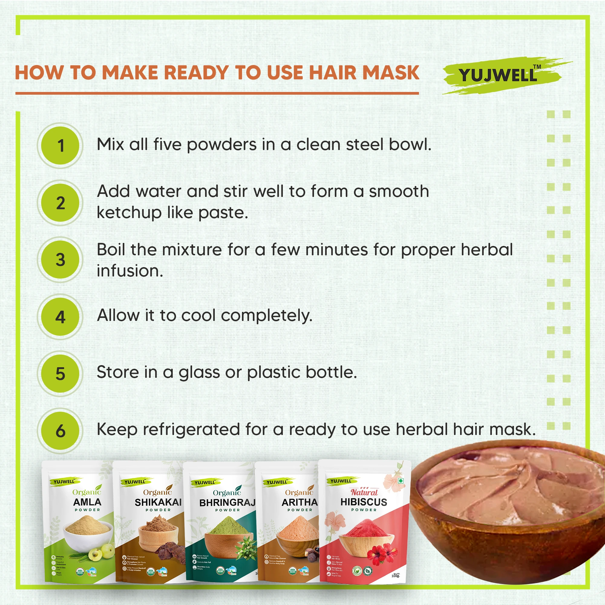 YUJWELL Organic Herbal Hair Care Combo | Amla, Aritha, Shikakai, Bhringraj & Natural Hibiscus