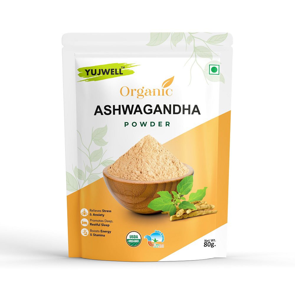YUJWELL Organic Ashwagandha Powder | USDA Organic & India Organic Certified