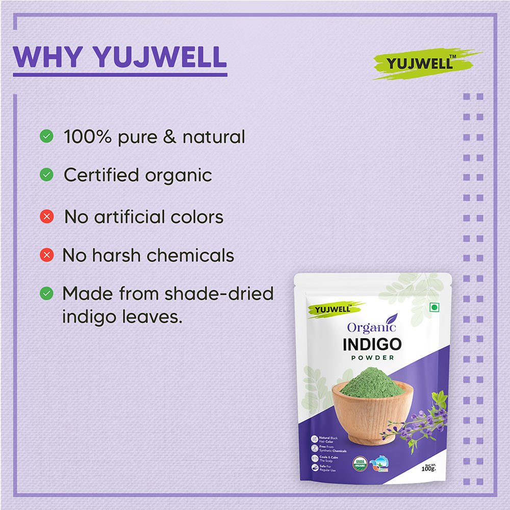 YUJWELL Organic Indigo Powder | USDA Organic & India Organic Certified